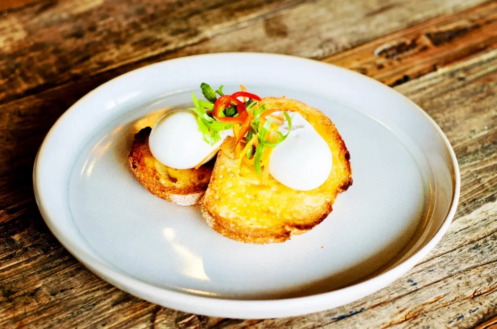 Build your own eggs: two poached eggs on toasted sourdough